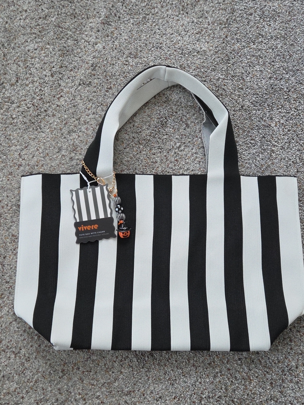Striped Black and White Canvas Tote Bag by Vivere
